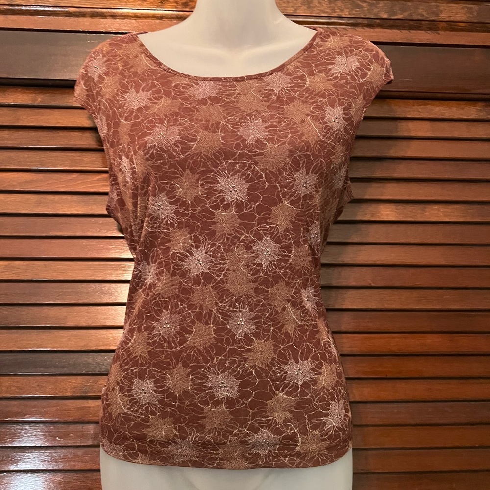 THE LIMITED brown shell blouse top y2k